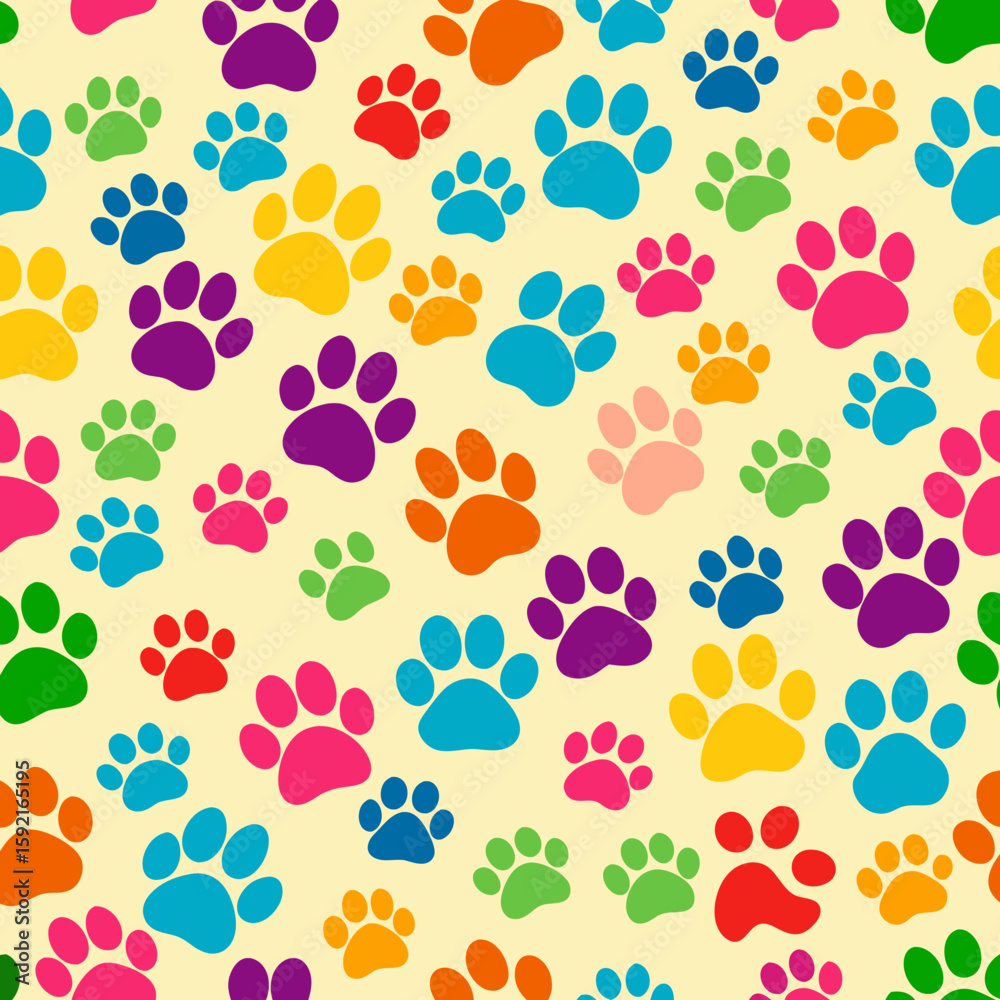 Fototapeta premium pattern with colorful paw