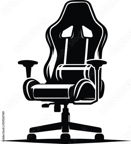 Cool Gaming chair vector illustration silhouette isolated on a white background