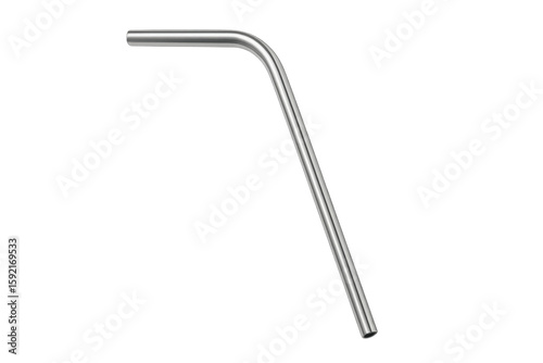 Reusable metal drinking straw isolated on transparent background