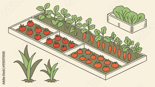 Icon atyle vector of a vegetable garden layout