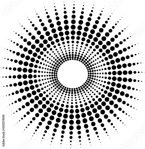Black dots radiating from a central circle white circles