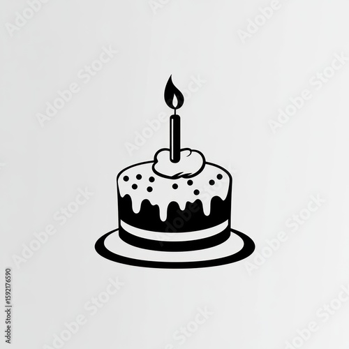 Simple black and white birthday cake graphic (3)