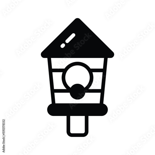 A charming glyph icon of small wooden birdhouse