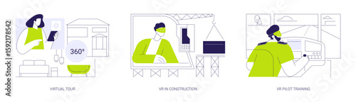Semi-immersive virtual reality isolated cartoon vector illustrations se