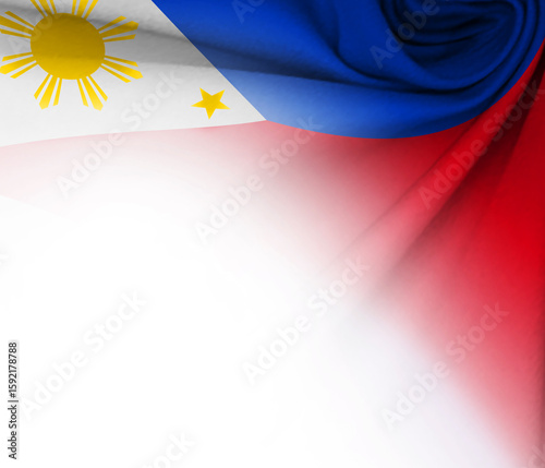 White background with tangled fabric with the Philippine flag
