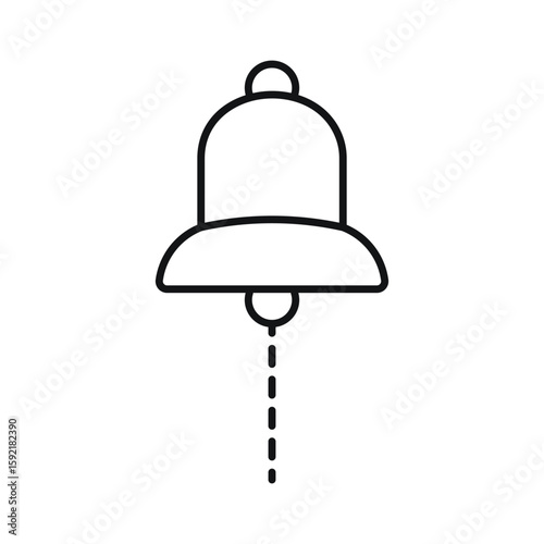 Bell, Ring on a ship, at school, rescuers, lighthouse.Bell icon.Bell.Sound.Signal.Rings black lines  on white. steering control icon flat illustration.Travel; transportation; freight