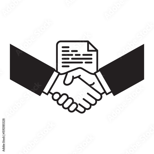 Business handshake with contract agreement deal