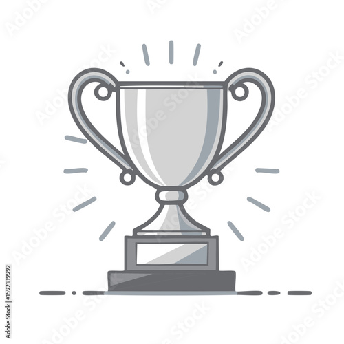 Vector illustration of shiny silver trophy cup with base, for competitions, success, and achievement
