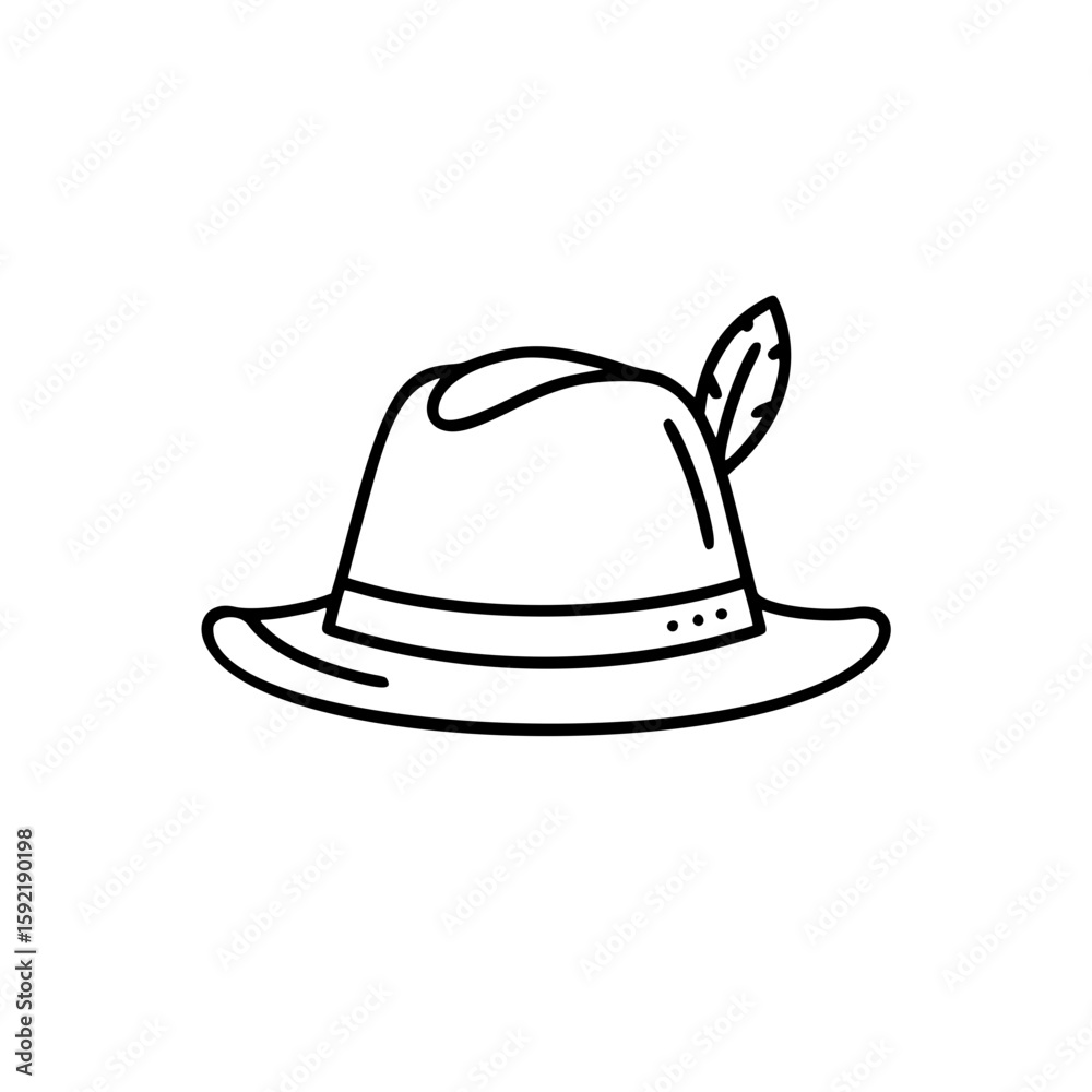 Fototapeta premium Oktoberfest hat simple vector linear icon International Beer Day 