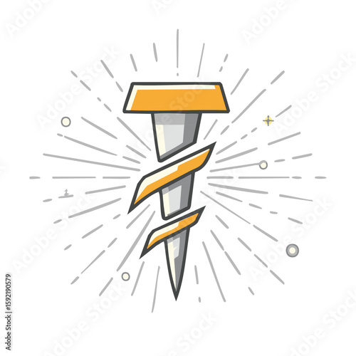 Modern Iconic Emblem of Lightning Bolt Energy Radiating Forceful Icon