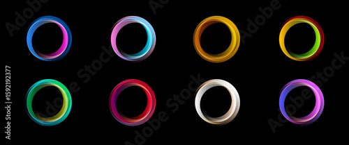 Circular waves, different colors. Technical elements formed in the shape of a circle.  Abstract circular waves.