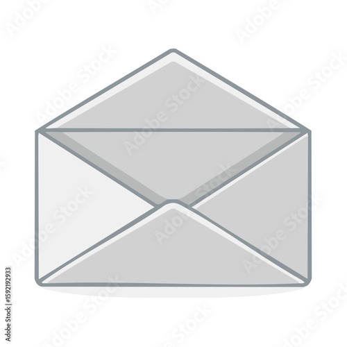 Open White Envelope Vector Graphic for Messaging or Letters, Flat Style, Modern Design, Simple Icon Isolated on White