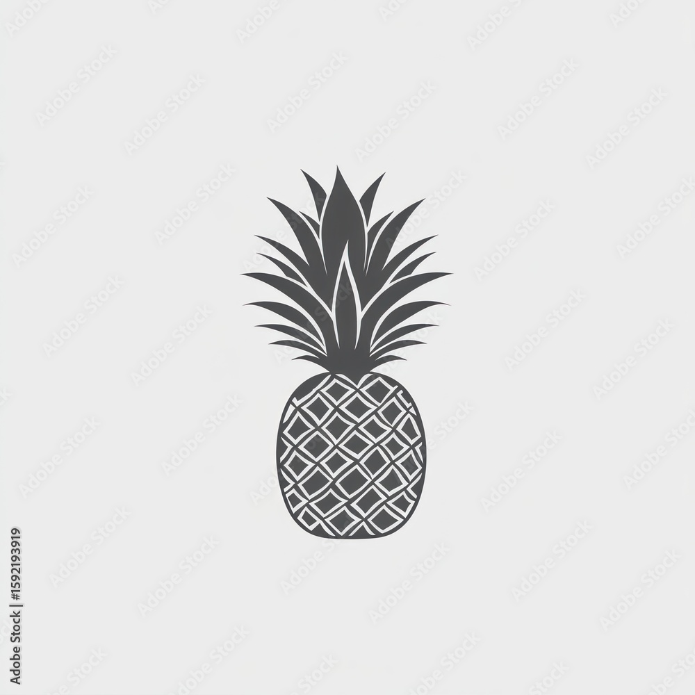 Obraz premium Simple black and white illustration of a pineapple
