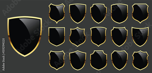 Collection of Black and Gold Shields