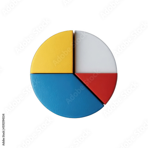 Free Download Circular pie chart with four sections of yellow, white, blue, and red - GFXLoad