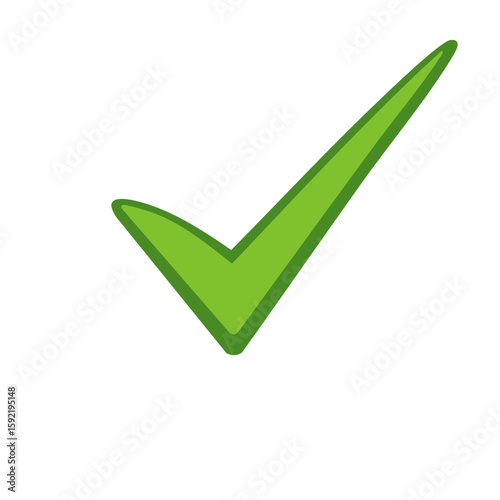 Bright Green Check Mark Icon Indicating Completion Success and Affirmation Vector Illustration