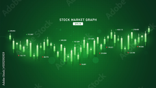 Business candle stick graph chart of stock market investment trading, Bullish point, Bearish point. trend of graph vector design. Stock growth graph background, financial technology.