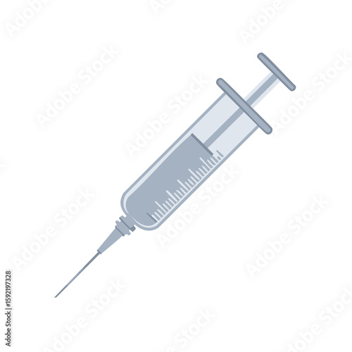 Illustration of a Syringe with Needle, Medical Injection Concept, Health and Vaccination, Treatment