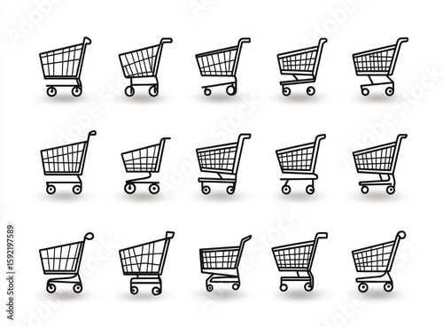 Shopping cart icons set