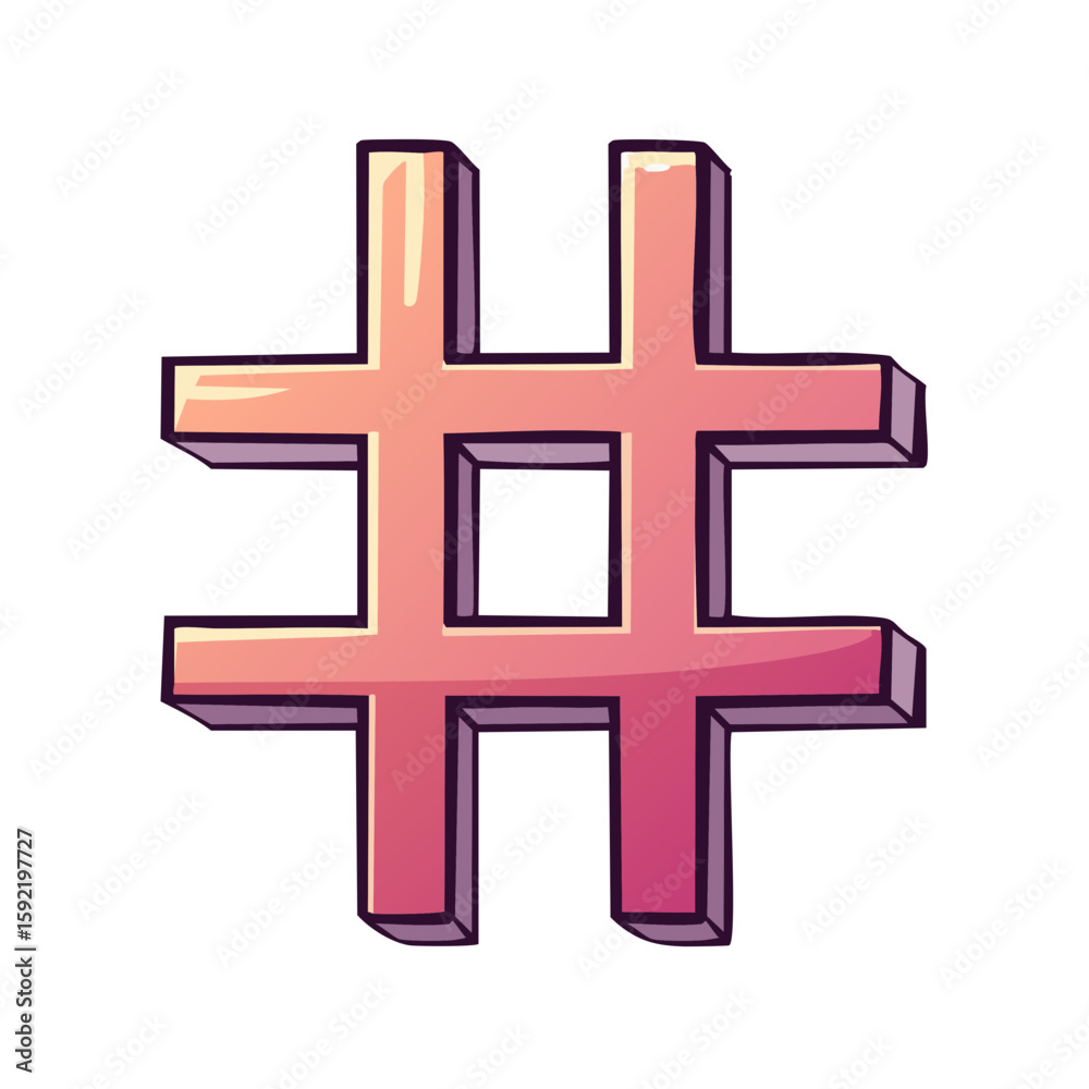 Obraz premium Whimsical Hashtag Illustration Symbol for Social Media and Trending Topics