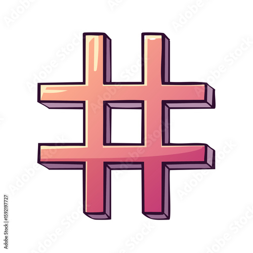 Whimsical Hashtag Illustration Symbol for Social Media and Trending Topics
