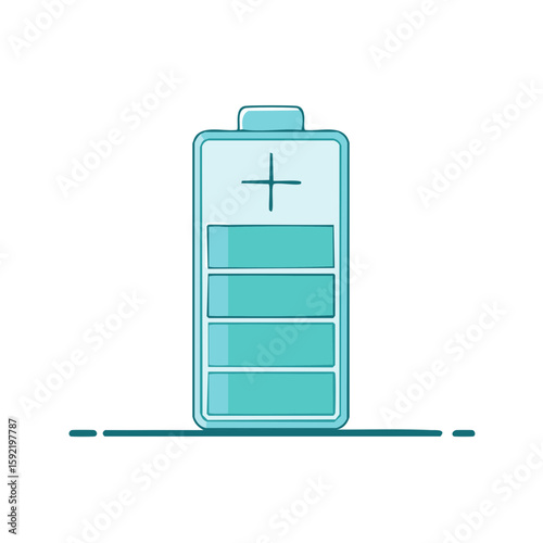 Partially Charged Battery Symbol in Light Blue Hue Energy Source Indicator Technology and Power