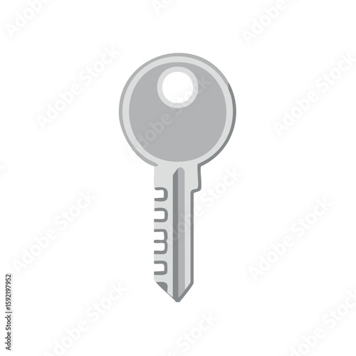 Silver Metal Key Illustration for Security, Privacy, and Unlocking Concepts