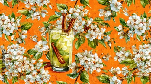 A glass of apple juice with cinnamon