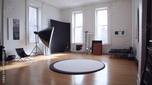 Minimalist studio setup with clean design and soft lighting, embodying modern simplicity and focus.