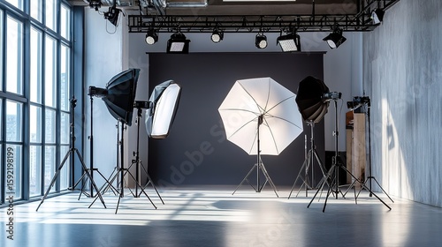 Minimalist studio setup with clean design and soft lighting, embodying modern simplicity and focus.