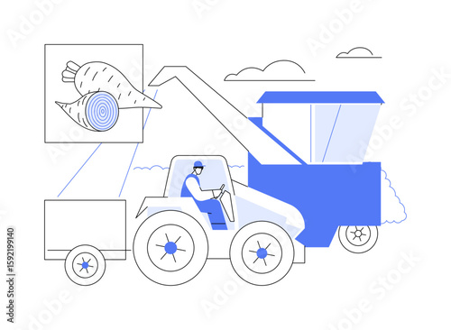 Sugar beets processing isolated cartoon vector illustrations.