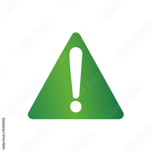 Attention Sign, Green Triangle Icon with Exclamation Point for Alert, Warning, and Hazard Situations