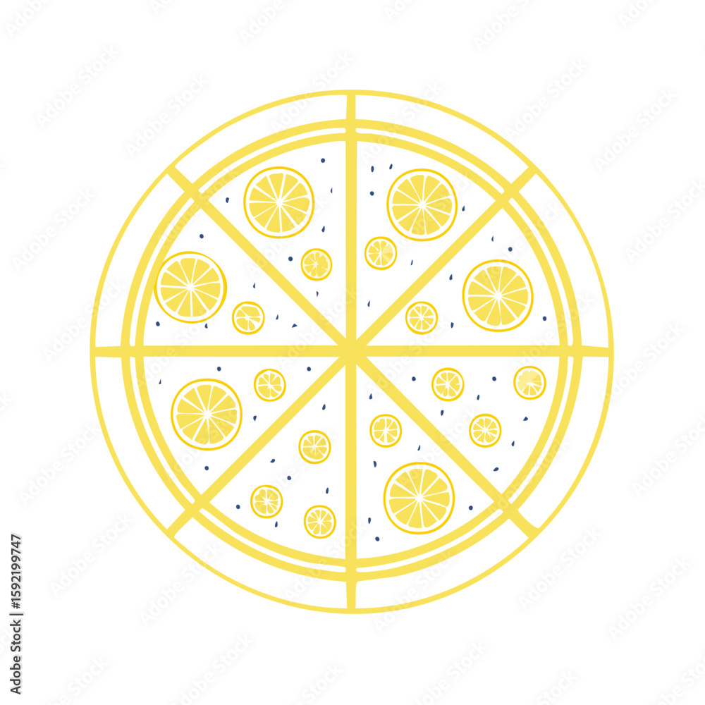 Slice of citrus sunshine A playful stylized illustration of lemon pizza Fresh fruit concept Minimalist pop art design Slice of citrus sunshine A playful stylized illustration of lemon pizza Fresh fruit concept Minimalist pop art design