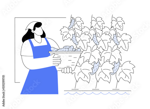 Hydroponic cucumber production isolated cartoon vector illustrations.
