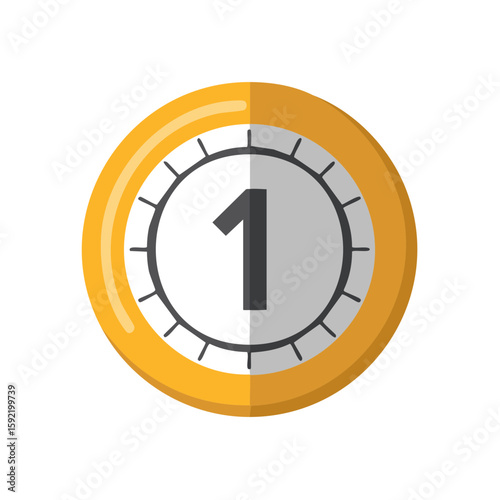 Number one in a yellow circle with markers around the edge isolated