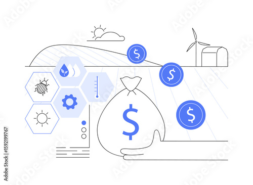 Rural grants isolated cartoon vector illustrations.