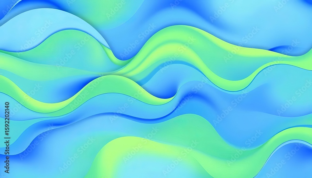 Fototapeta premium Abstract blue and green wave pattern, seamless design for textile or wallpaper, surface, print