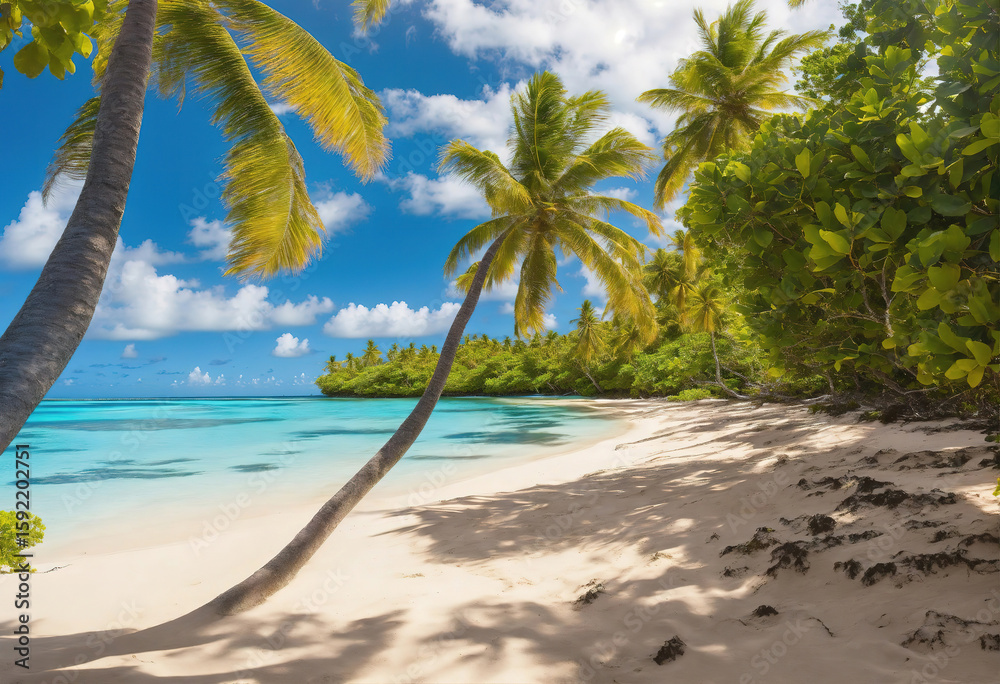 Obraz premium Excellent A tropical island with palm trees on the beach