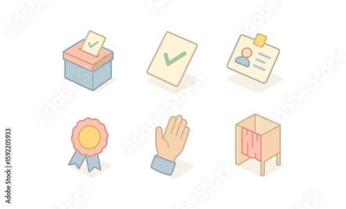 Isometric icons of voting and election concepts