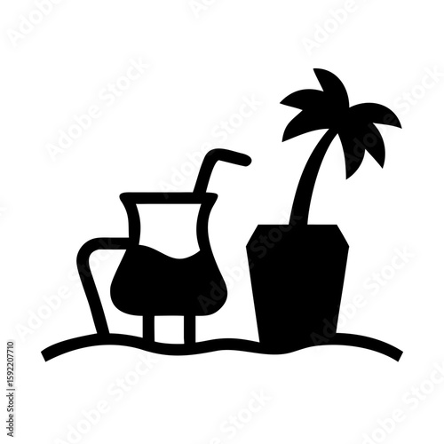 Minimalist black lemonade pitcher silhouette vector design element