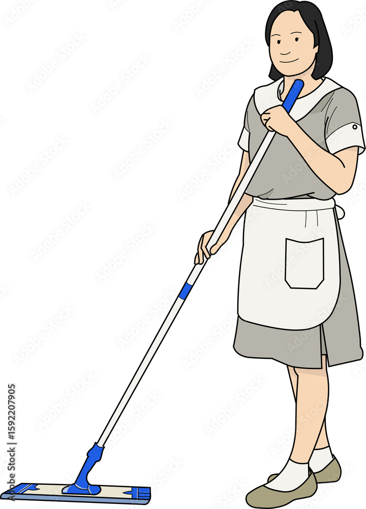young woman with vacuum cleaner - vector png young woman with vacuum cleaner - vector png