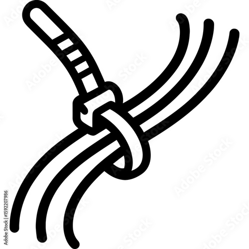 Zipper tie cable management outline icon vector