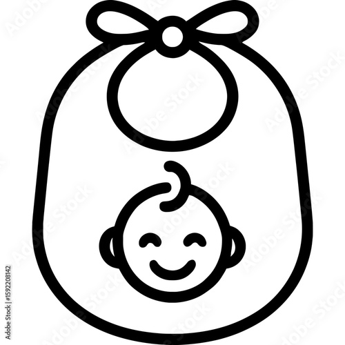 Baby bib outline icon vector