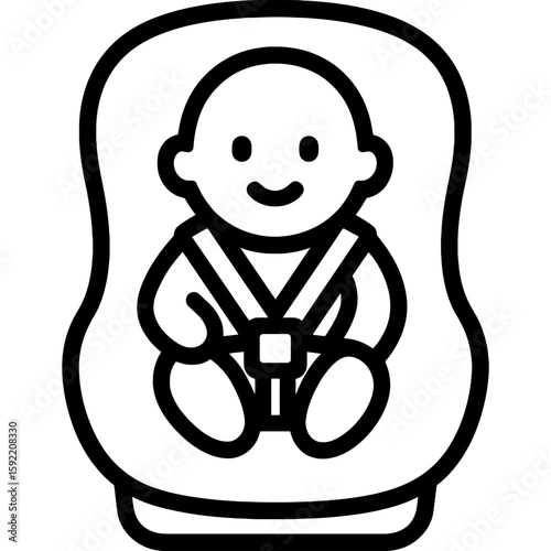 Car seat baby outline icon vector