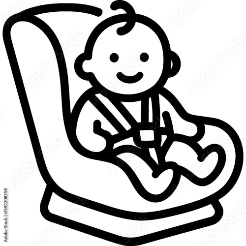 Car seat baby outline icon vector