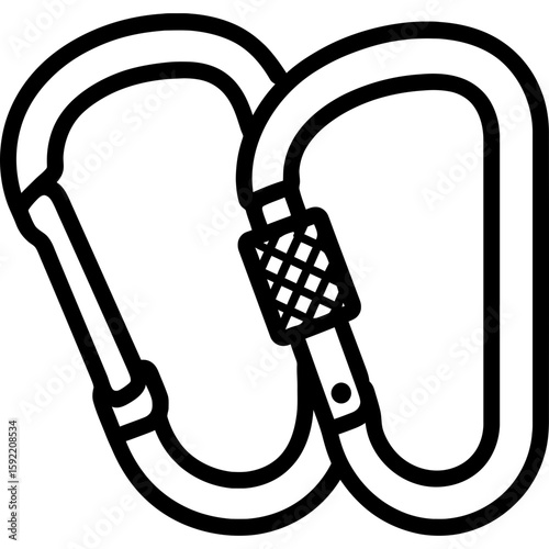 Climbing carabiners outline icon vector