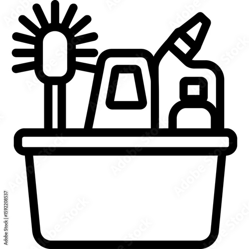 Restroom cleaning caddy outline icon vector