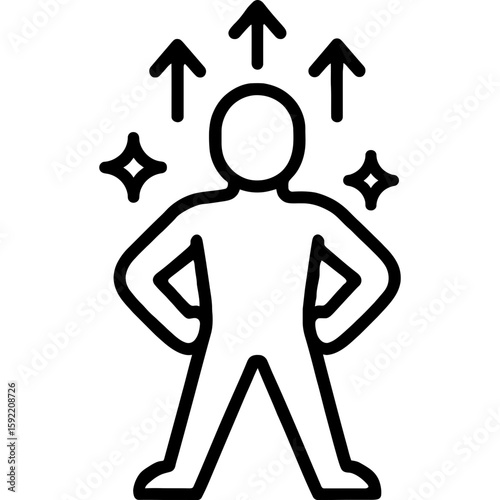 Confidence building posture outline icon vector