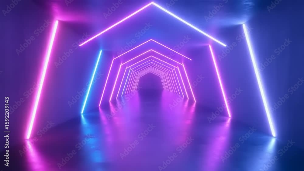 Neon tunnel with vibrant colors