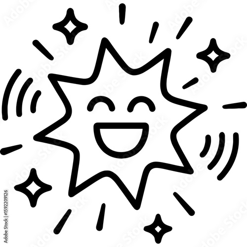 Excitement vibrating energy burst outline icon vector